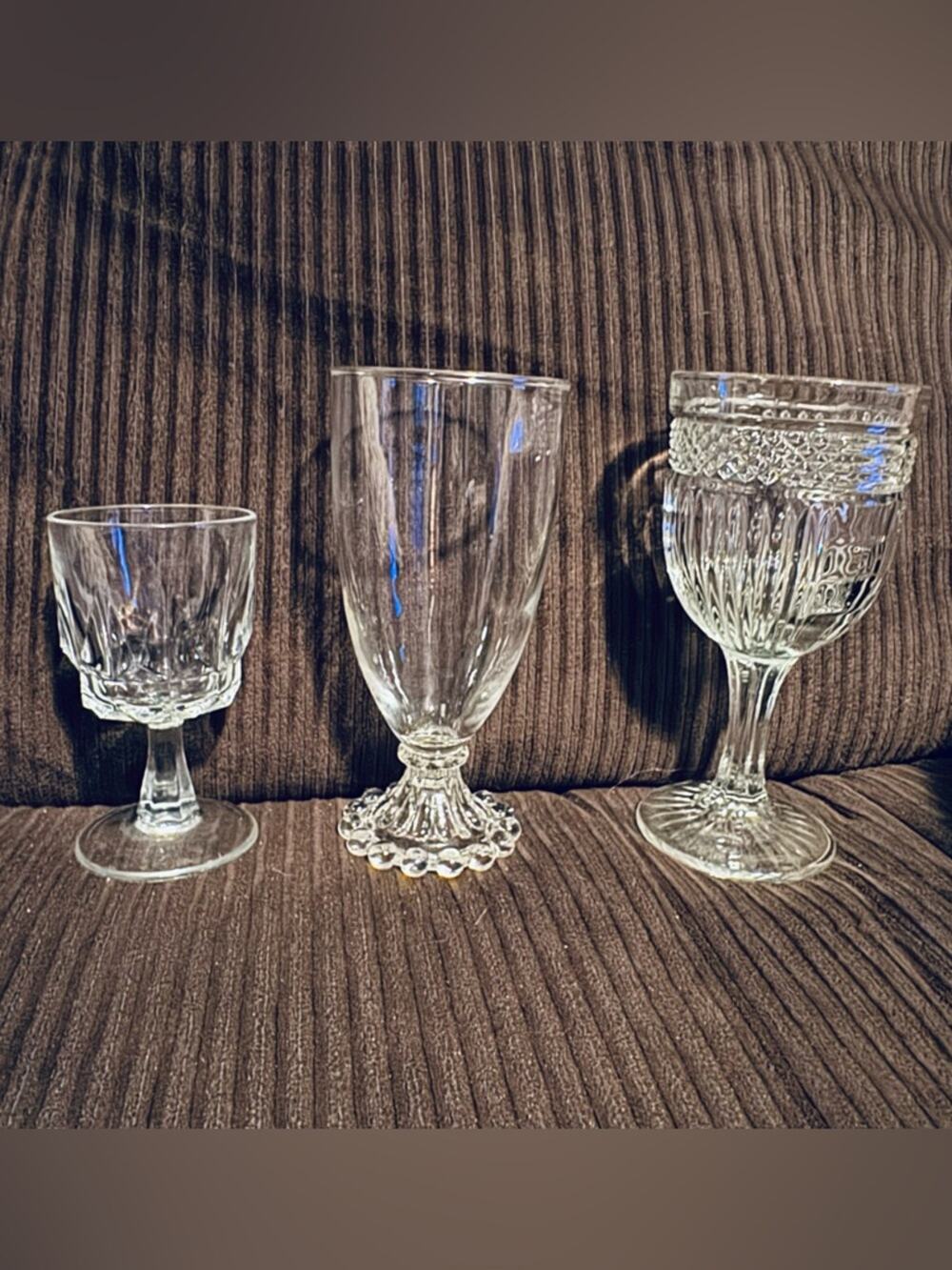 3 Vintage Drinking Glasses Goblets (Arcoroc France, Anchor Hocking, & Libbey)